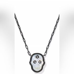 Kendra Scott NWT Skeleton Short Pendant Necklace Gunmetal Dustbag Included